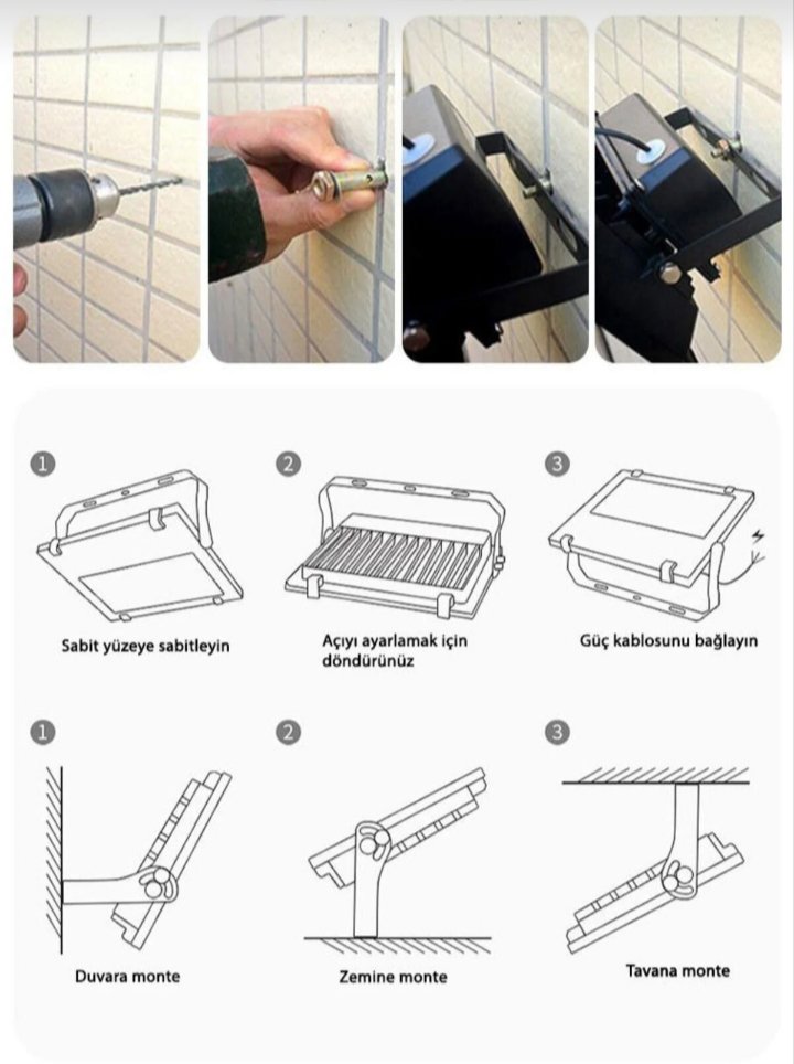 ☀300W Güneş enerjili led projektör
