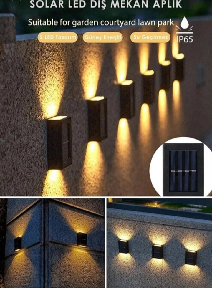 Güneş enerjili duvar lambası çift yönlü