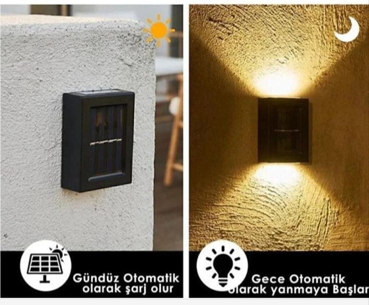 Güneş enerjili duvar lambası çift yönlü