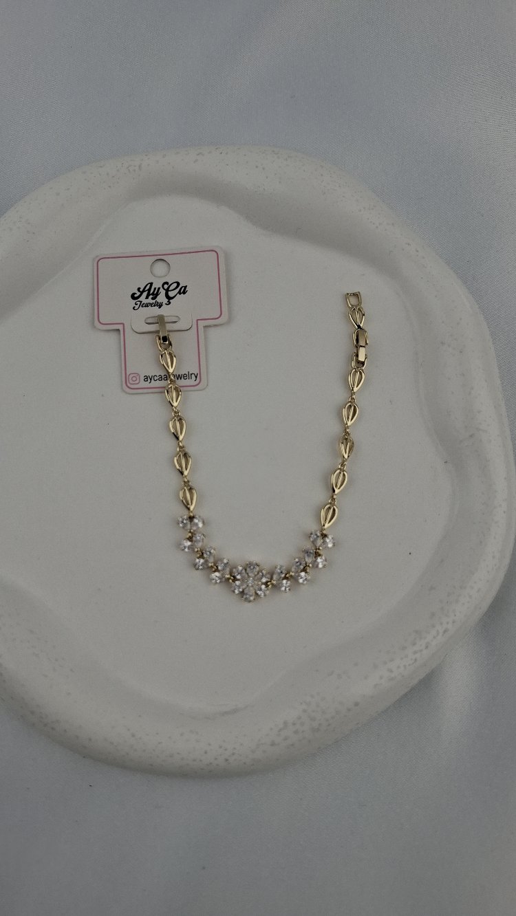Çiçek Desen 14k Bileklik