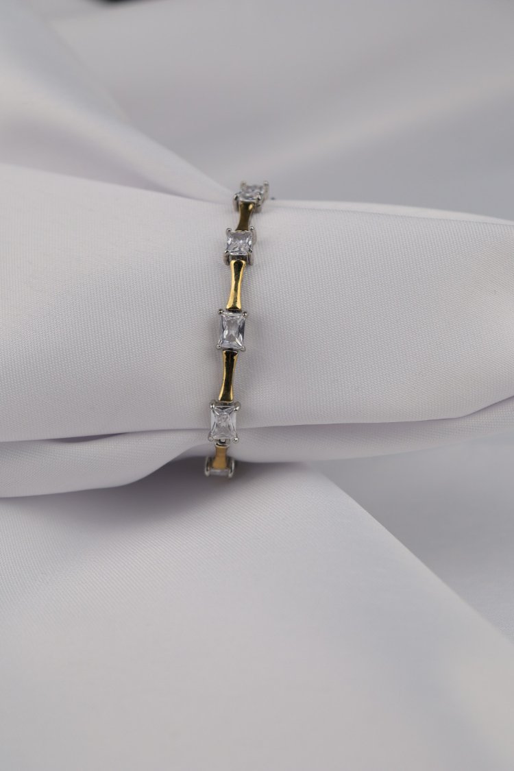 14K Gold Zirkon Taş Bileklik