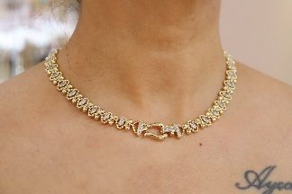 14K Gold Taş Detaylı VIP Kolye 