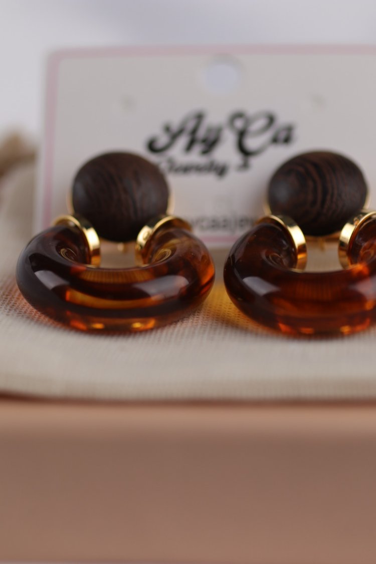 Amber Duo Halka Küpe