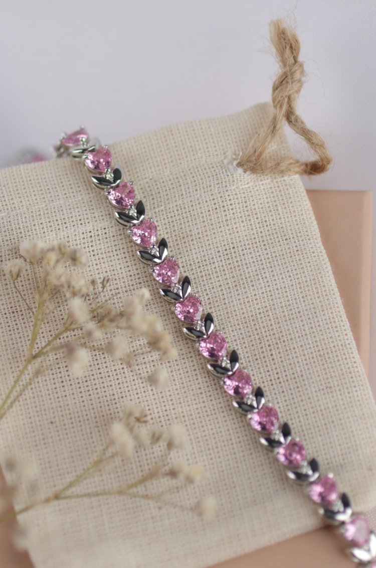 Pembe Taş Silver Bileklik