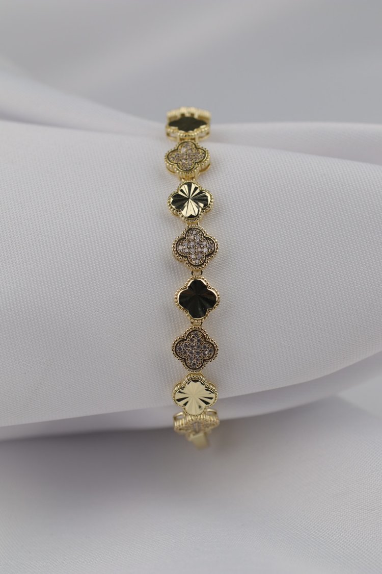 14k Gold Taş Detaylı Vıp Bileklik