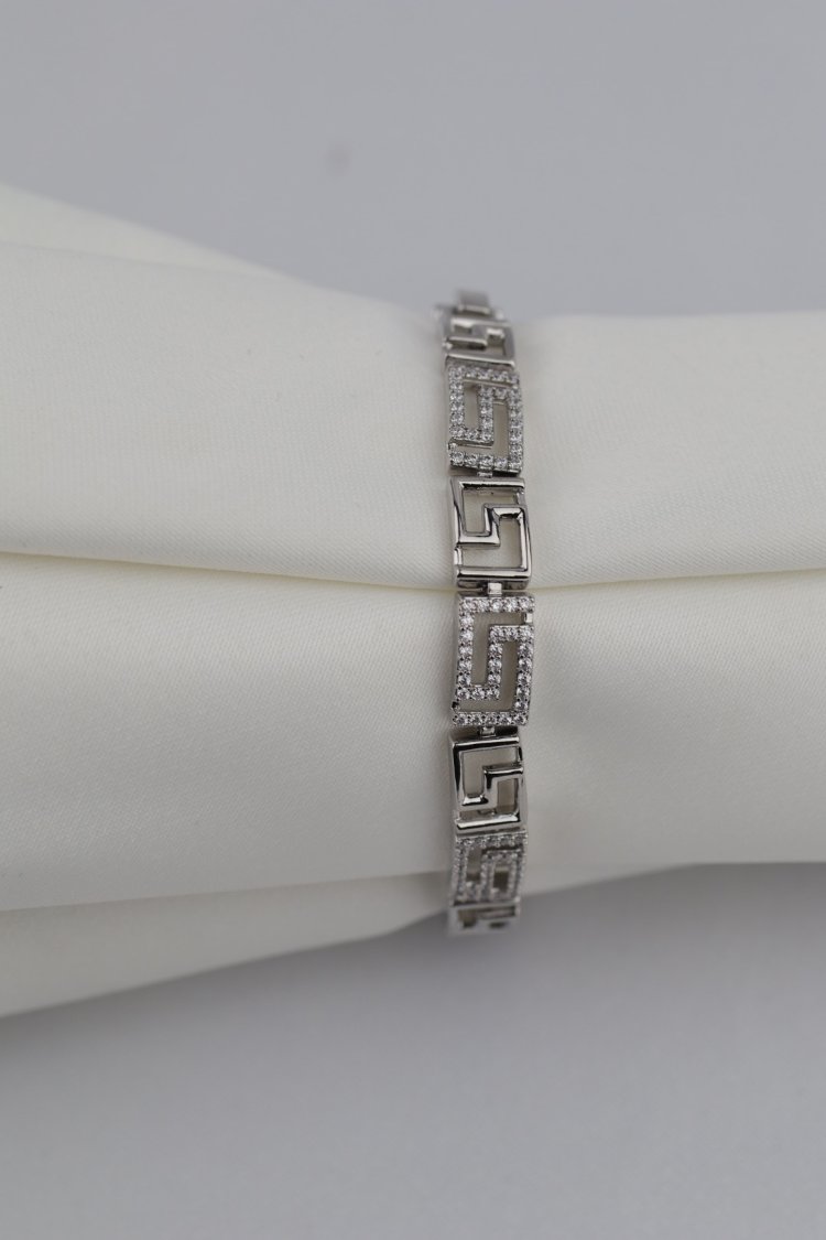 Taş Detaylı Silver Bileklik