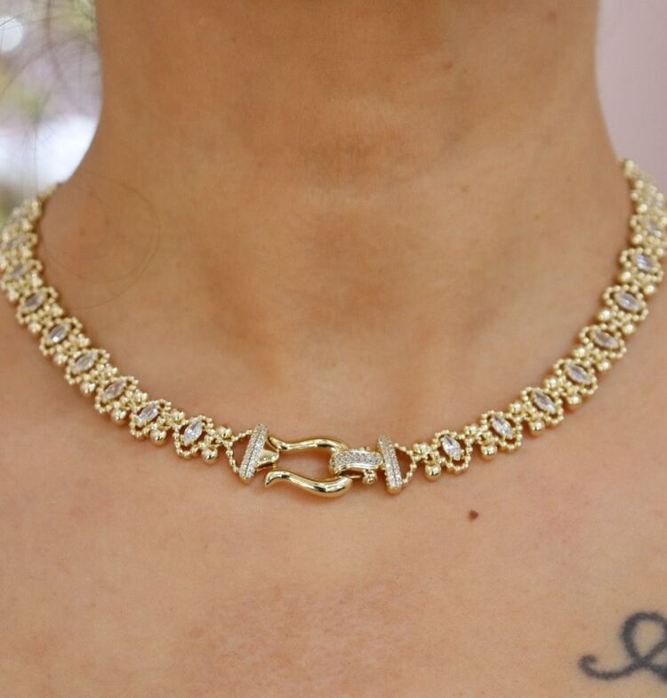 14K Gold Taş Detaylı VIP Kolye 