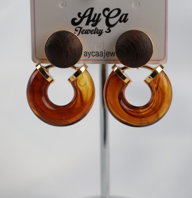 Amber Duo Halka Küpe