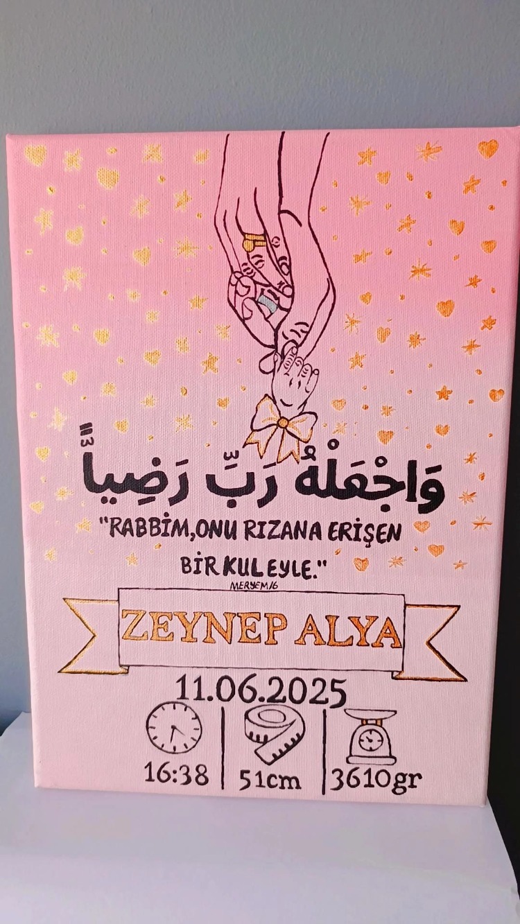 Yenidoğan İlk Künye Prenses Bebek Tablosu