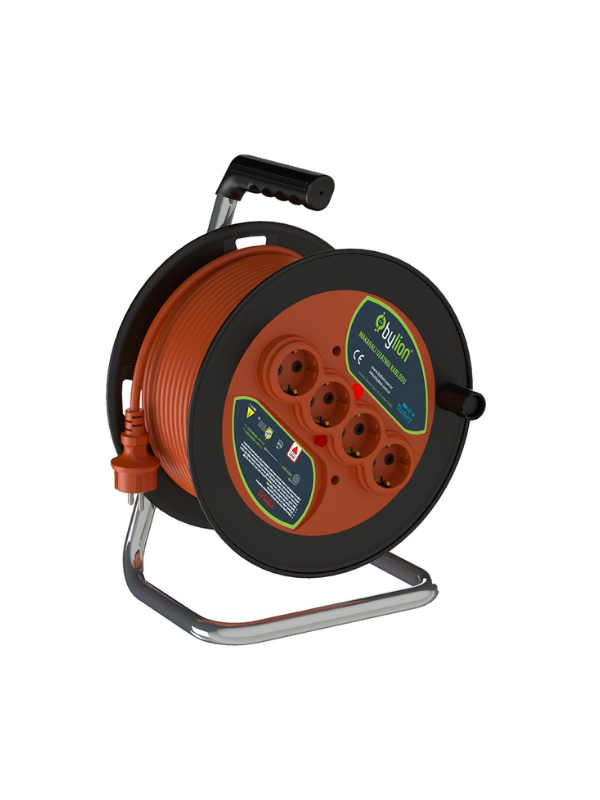 Bylion 20 m Makaralı Seyyar Uzatma Kablosu 3 x 1.5 mm² Turuncu Kırılmaya Dayanıklı Özellikli