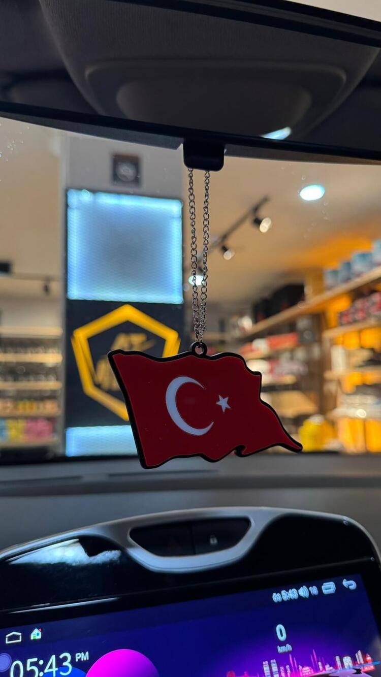 TÜRK BAYRAĞI AYNA SÜSÜ PLEKSİ 3D