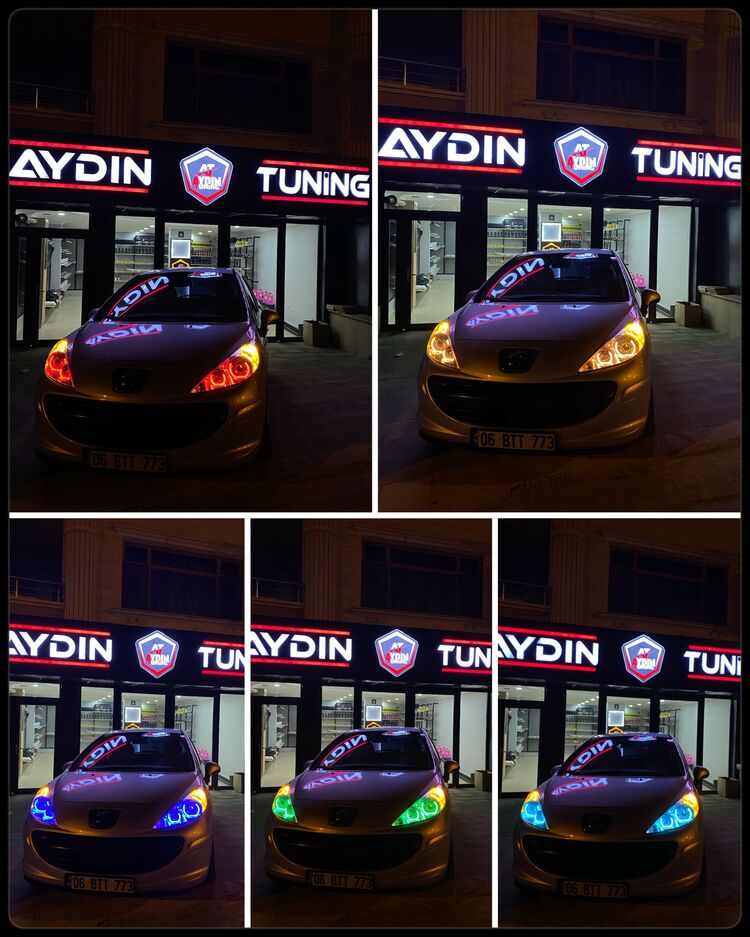 PUGEOT 207 / 4LÜ U TİP ANGEL SETİ 64 RENK TELEFON KONTROLLÜ