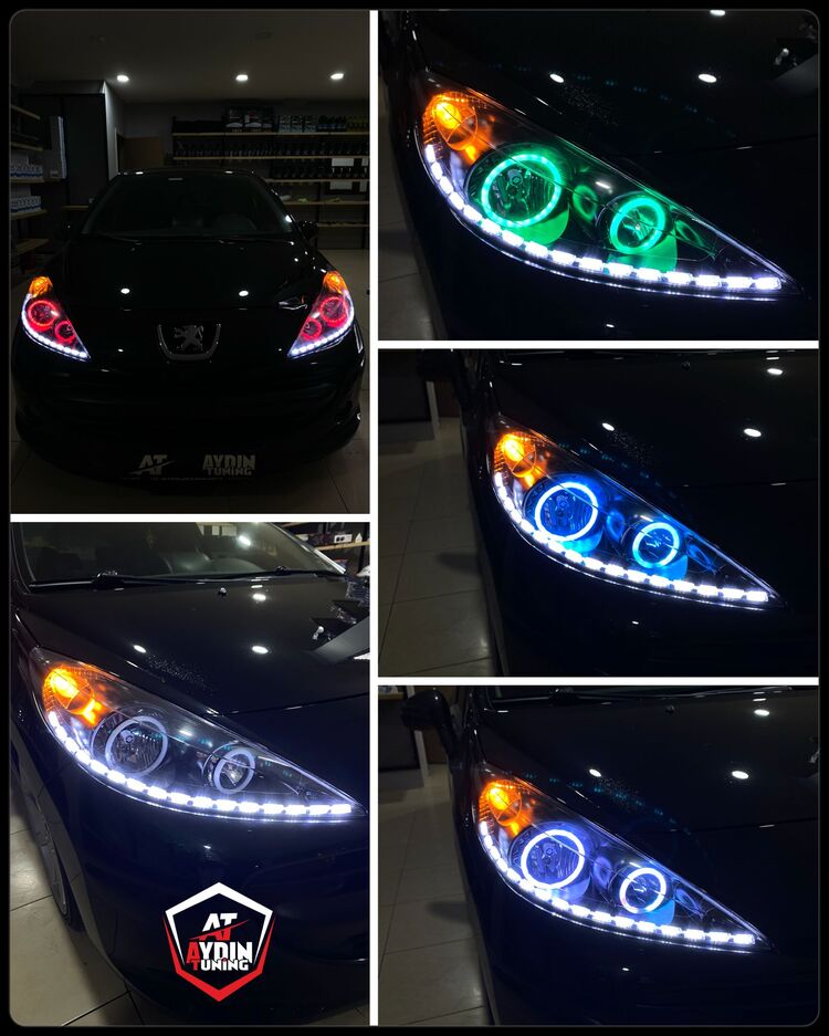 PEUGEOT 207 / 4LÜ O TİP ANGEL SETİ 64 RENK TELEFON KONTROLLÜ