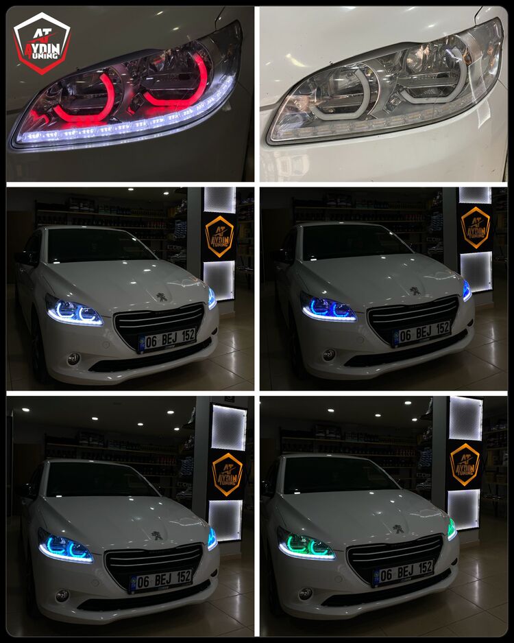 PEUGEOT 301 / 4LÜ L TİP ANGEL SETİ 64 RENK TELEFON KONTROLLÜ