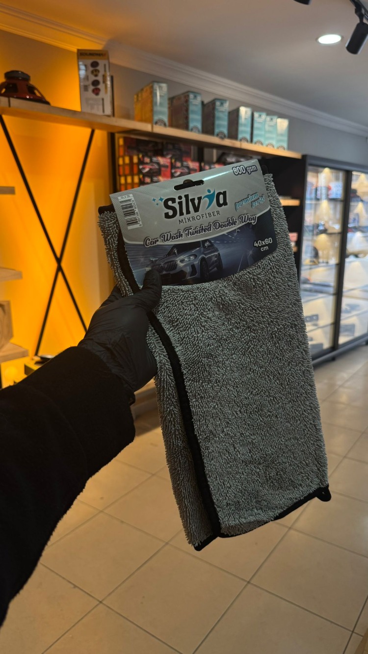 SİLVİA CAR WASH TWİSTED DOUBLE WAY OTO KURULAMA BEZİ GRİ 40X60 PREMİUM