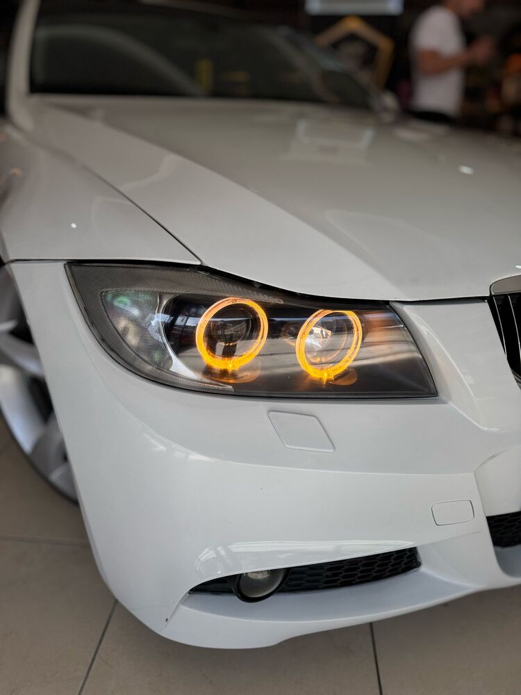 BMW E90 / E36 / E46 / E92 UYUMLU BEYAZ + AMBER ÇİFT RENK KRİSTAL ANGEL TAKIMI 4LÜ