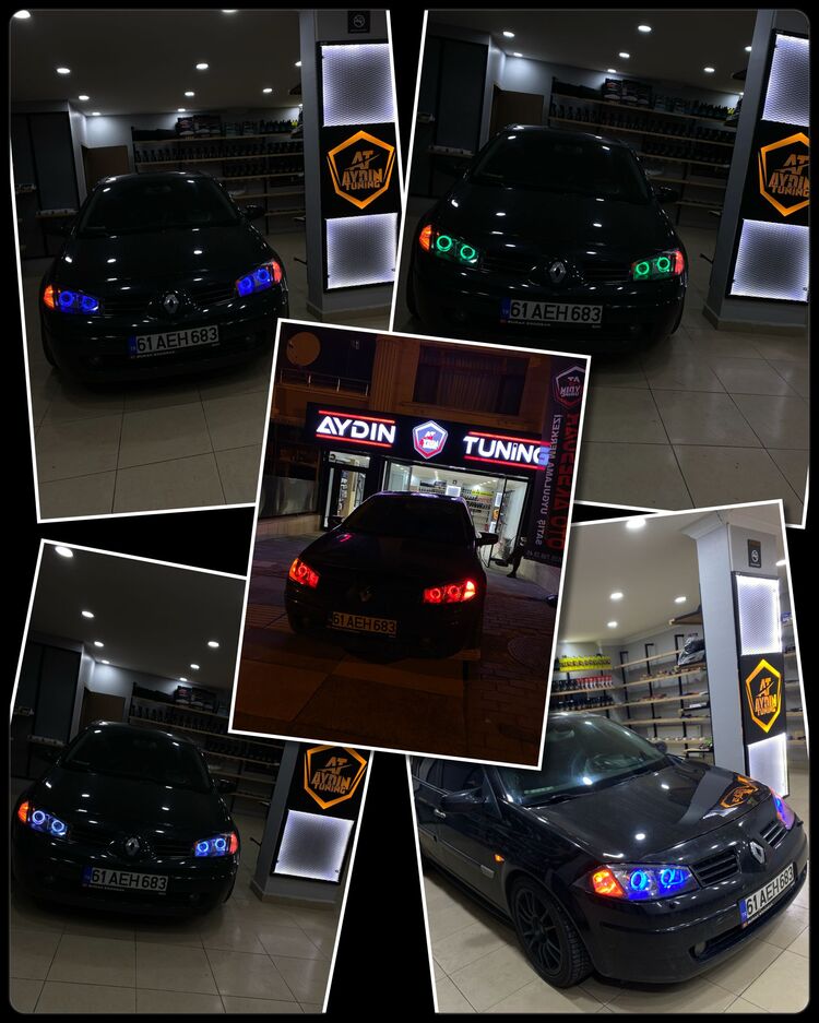 MEGANE 2 MERCEKLİ FAR / 4LÜ O TİP ANGEL SETİ 64 RENK TELEFON KONTROLLÜ