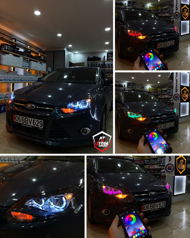 FORD FOCUS 3 / 4LÜ L TİP ANGEL SETİ 64 RENK TELEFON KONTROLLÜ