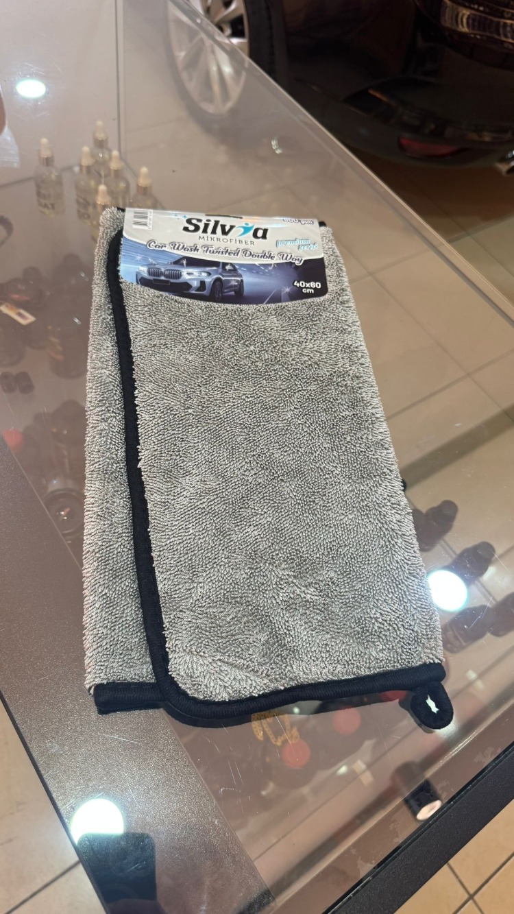 SİLVİA CAR WASH TWİSTED DOUBLE WAY OTO KURULAMA BEZİ GRİ 40X60 PREMİUM