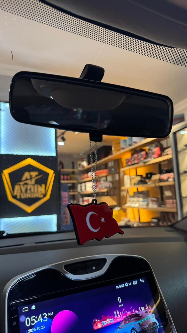 TÜRK BAYRAĞI AYNA SÜSÜ PLEKSİ 3D