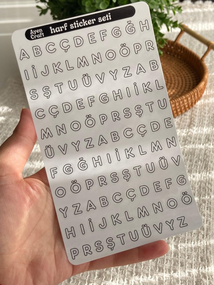 Şeffaf Büyük Harf Sticker Seti