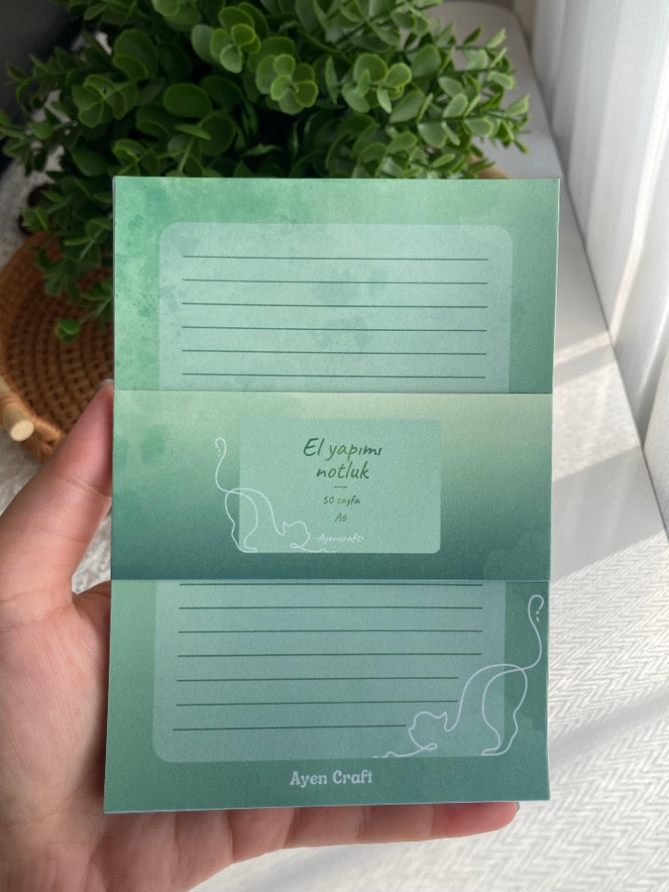 A6 Green Cat Notepad