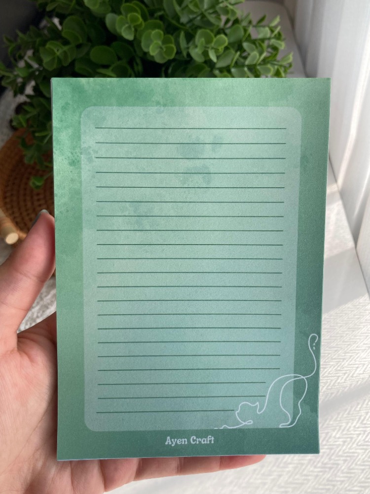 A6 Green Cat Notepad