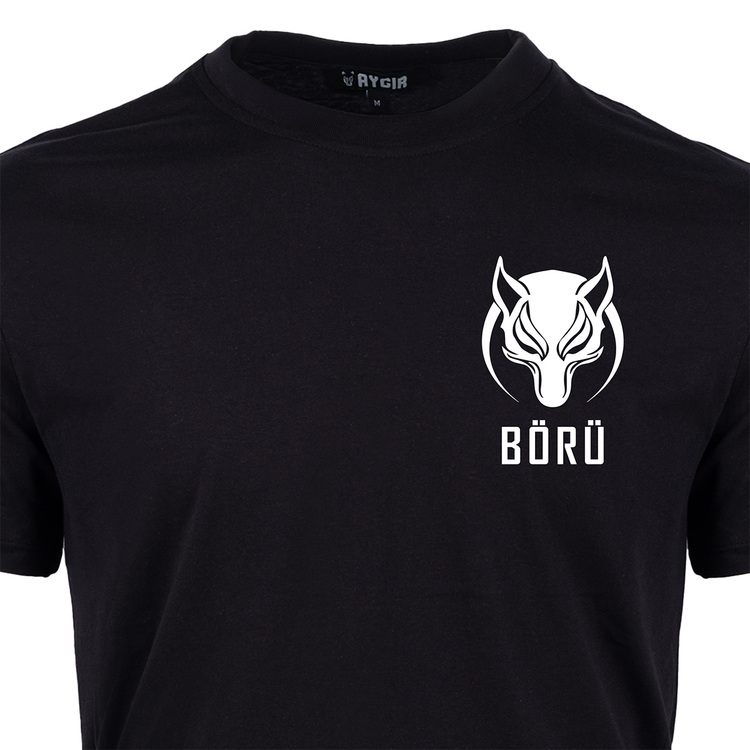 Börü Baskılı Tişört Siyah
