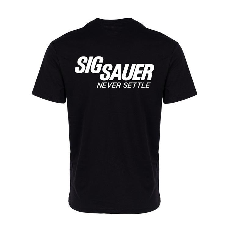 Sig Sauer Never Settle Sırt Baskılı Tişört Siyah