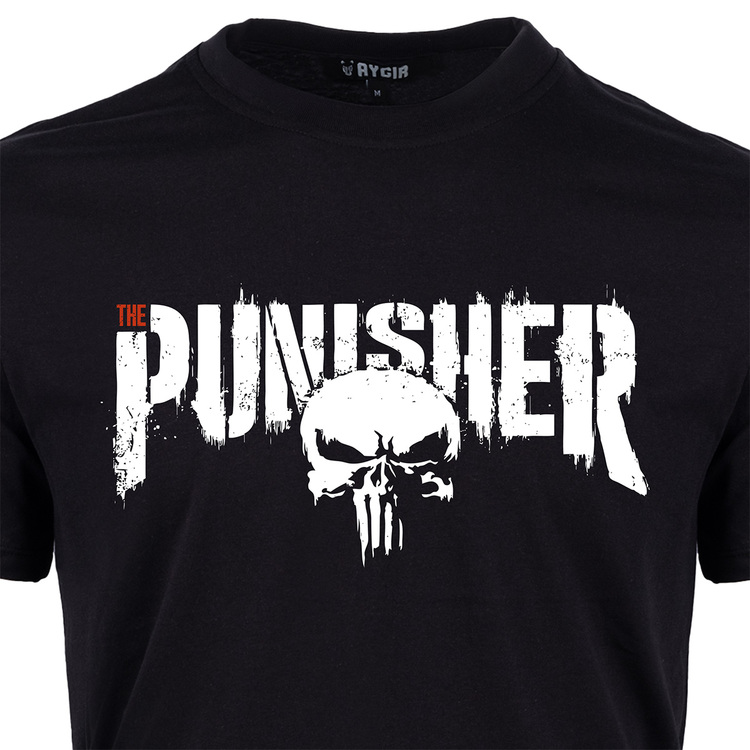 The Punisher Baskılı Tişört Siyah