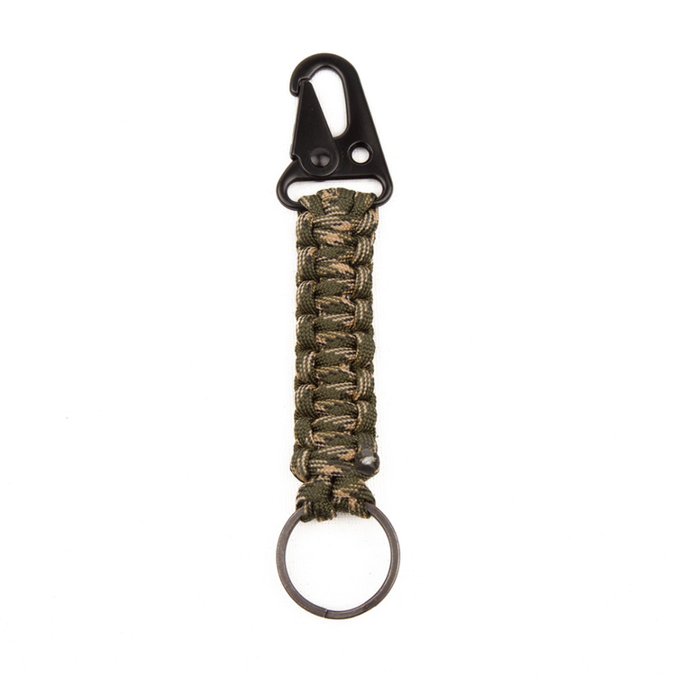 Askeri Karabinalı Paracord Anahtarlık ve Çanta Askısı - Haki Çöl Kamuflaj