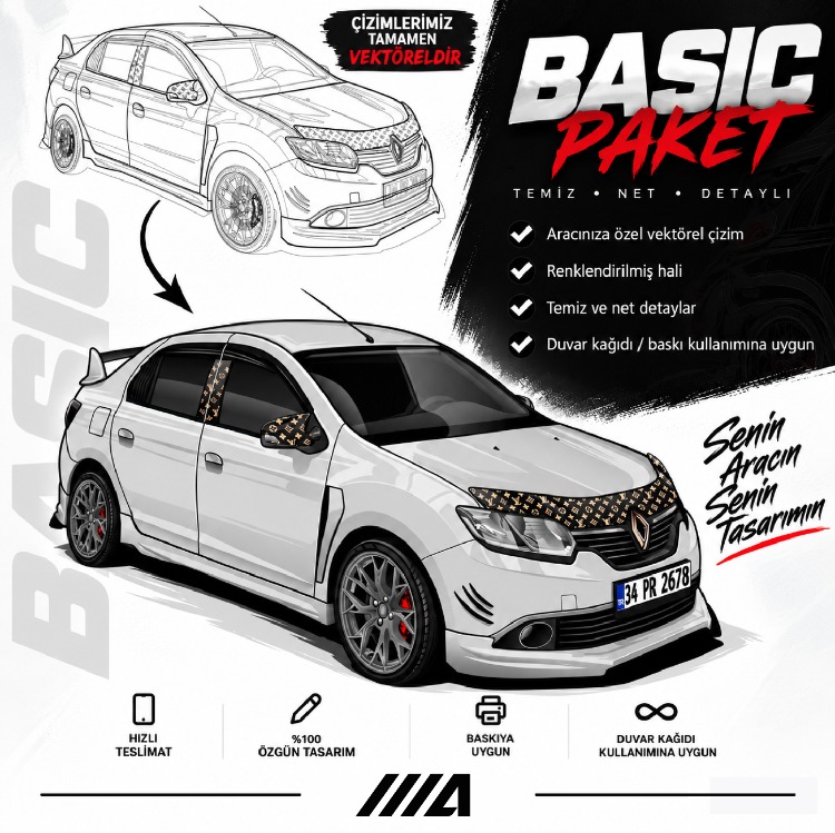 Özel Vektörel Araç Çizimi | BASIC