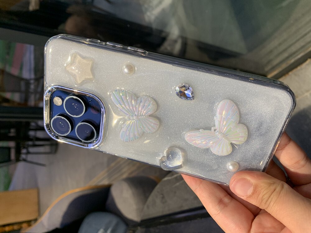 Kelebekli Hologramlı Taşlı iPhone Kılıf
