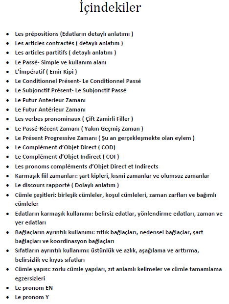 FRANSIZCA  DİLBİLGİSİ İLERİ SEVİYE 