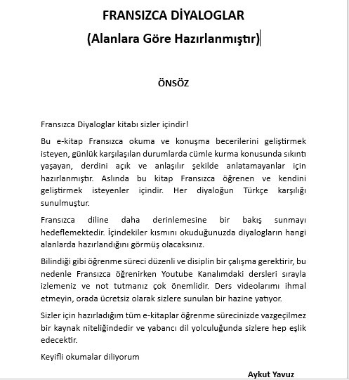 FRANSIZCA DİYALOGLAR KİTABI