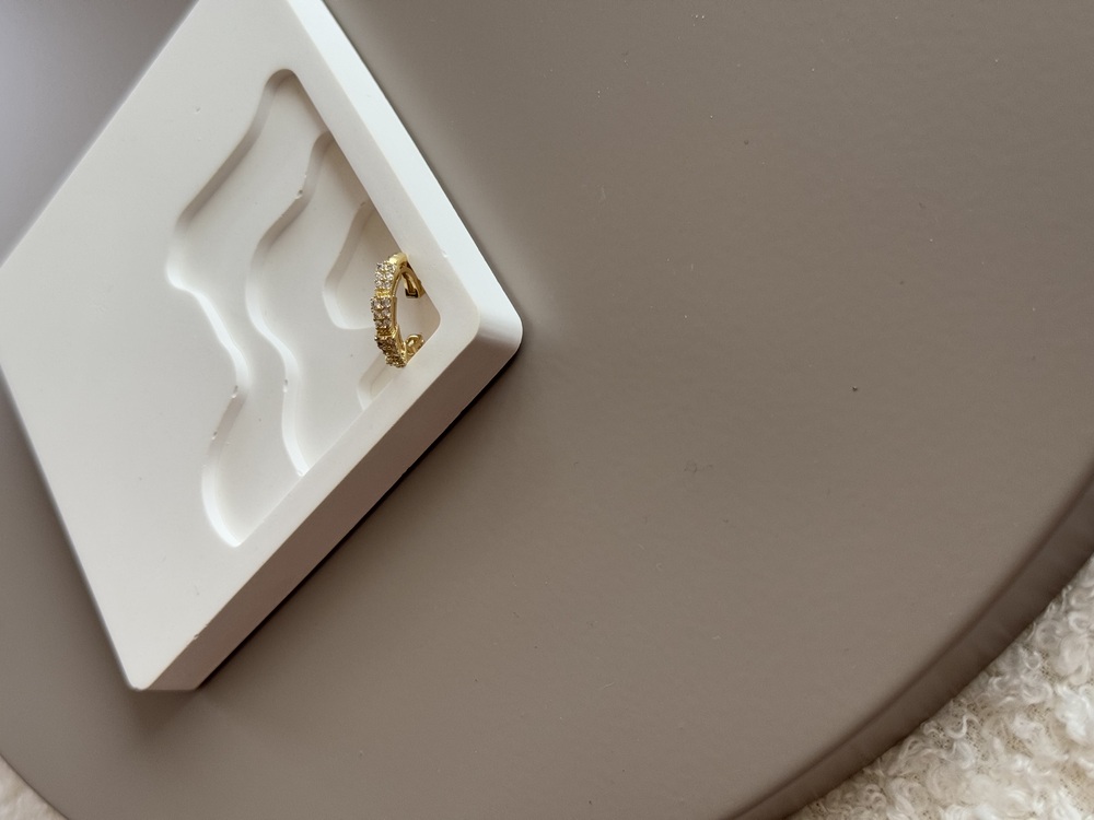 Çelik Gold Zirkon Taşlı Earcuff 