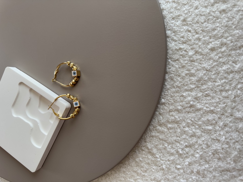 Çelik Gold Sallantılı Nazar Küpe