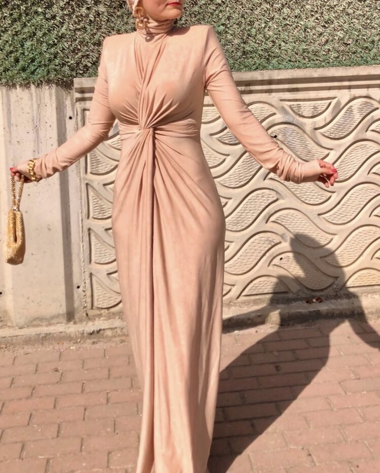 İthal Sendy Gold Renk Boneli Elbise
