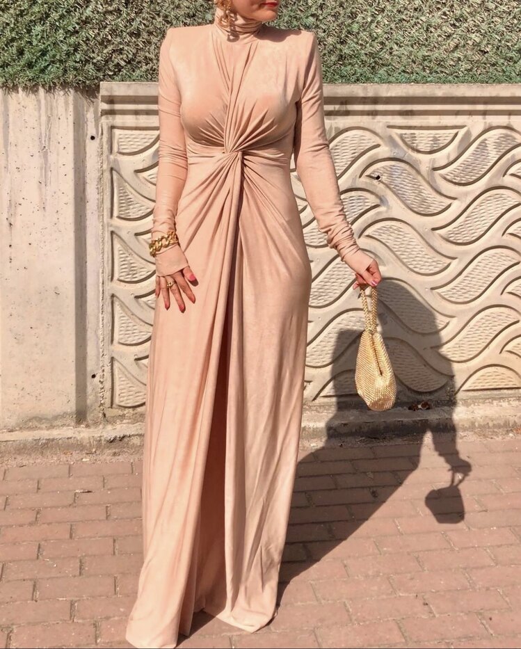 İthal Sendy Gold Renk Boneli Elbise