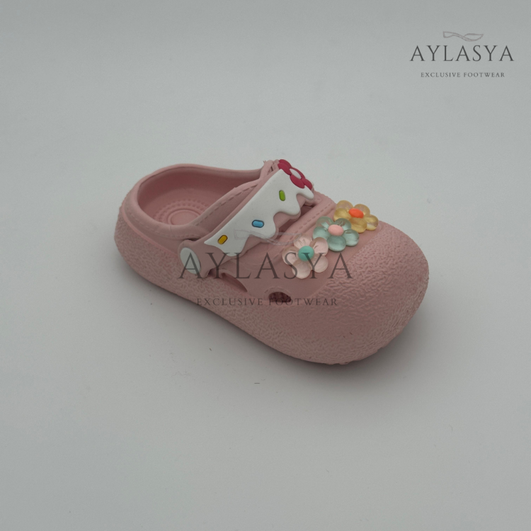 Calx Çiçek Detaylı Yumuşak Taban Çocuk Sandalet Terlik - Pembe