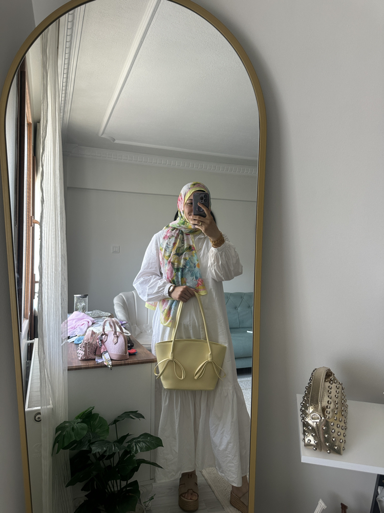 Fiyonk detaylı muadil çanta sarı