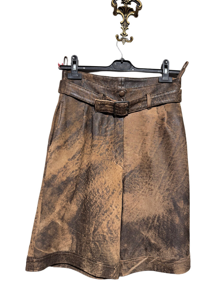 Gerçek deri unisex vintage bermuda şort