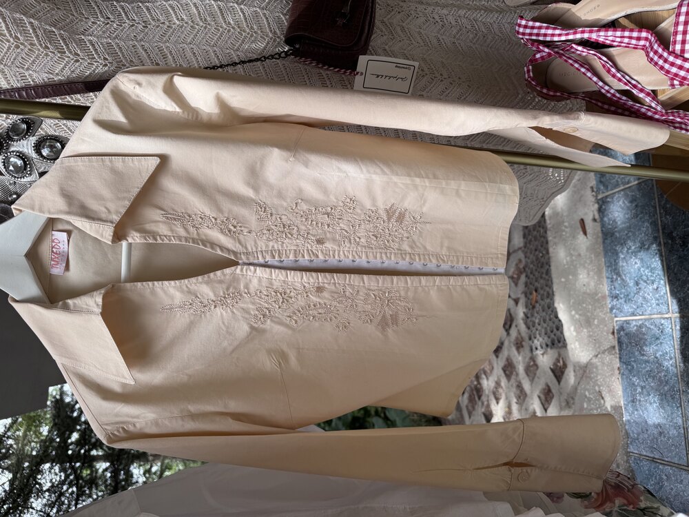 Vintage İşlemeli Cotton Gömlek