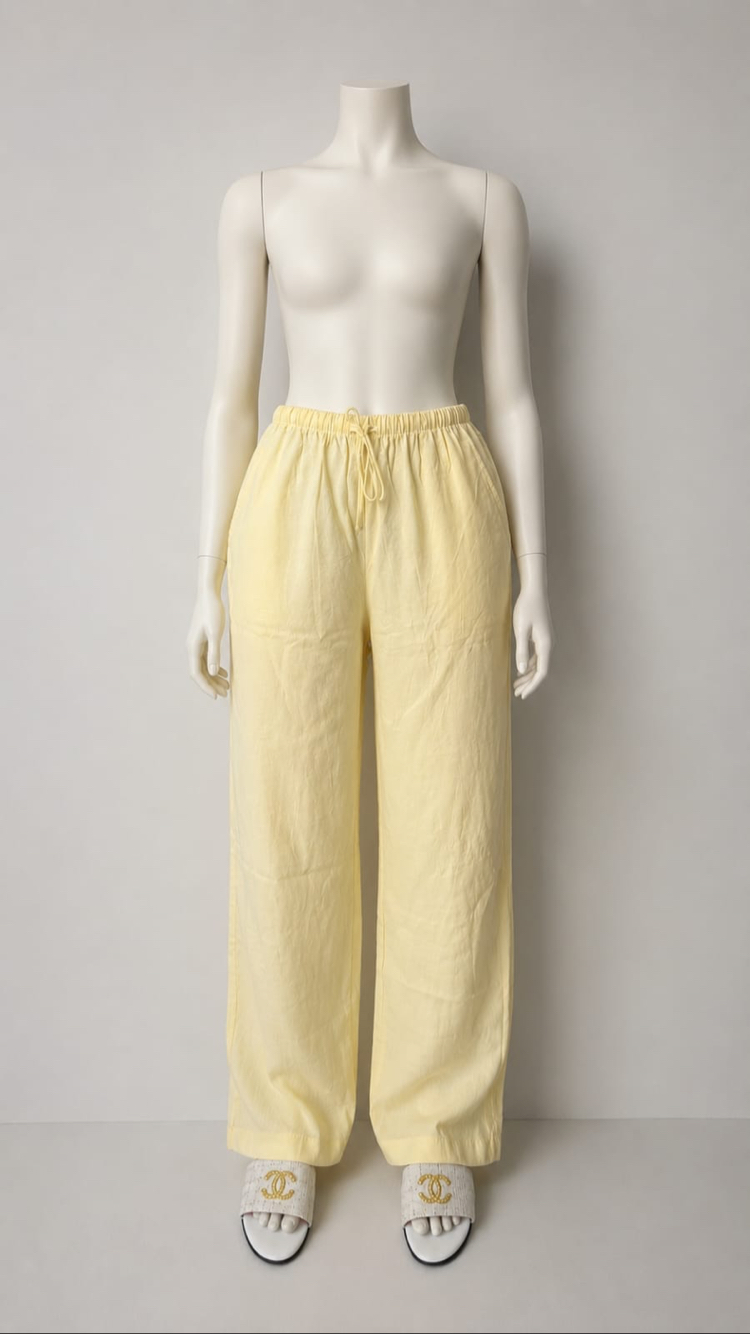 SARI KETEN PANTOLON