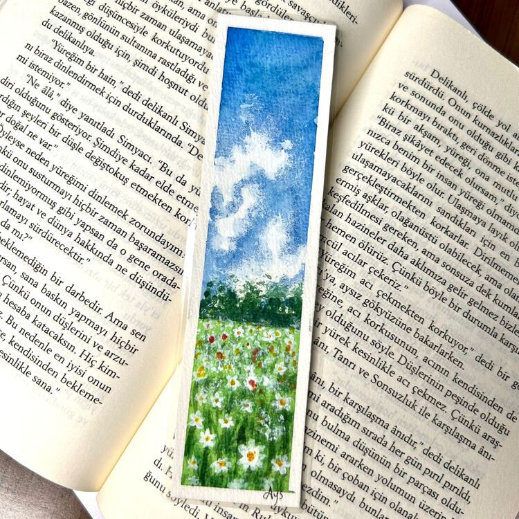 Çiçekler ve Gökyüzü - Kitap Ayracı