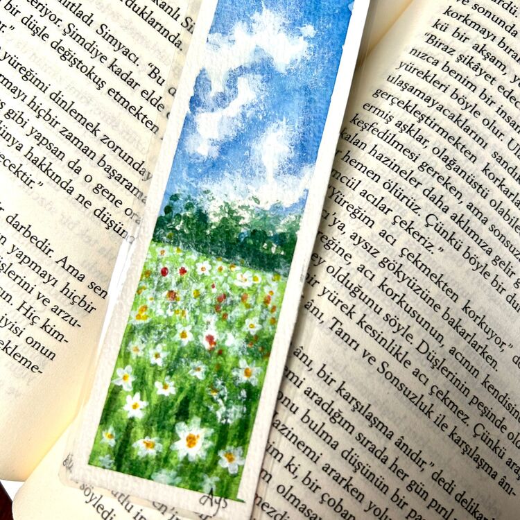 Çiçekler ve Gökyüzü - Kitap Ayracı