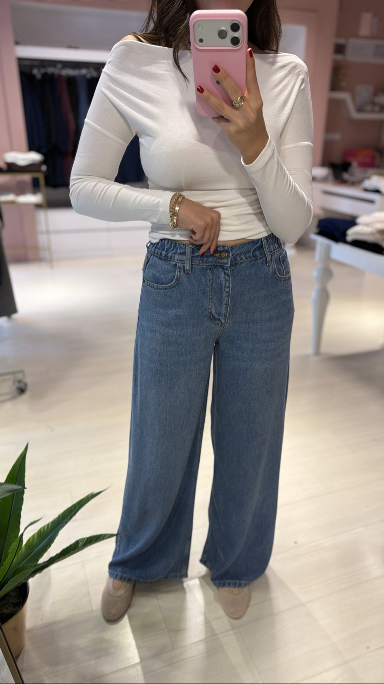 Lacivert Beli Lastikli Tensel Jean
