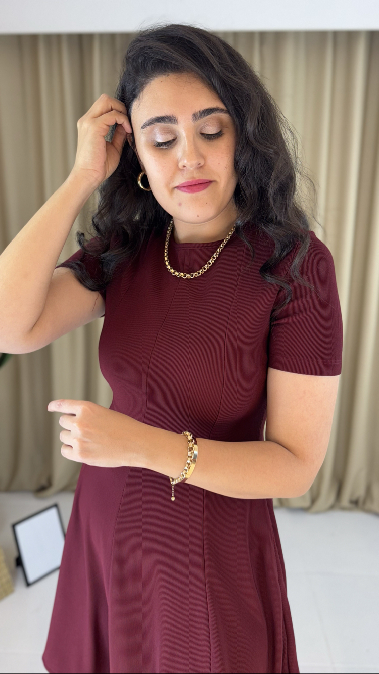 Kırmızı Ottoman Kumaş Mini Çan Elbise
