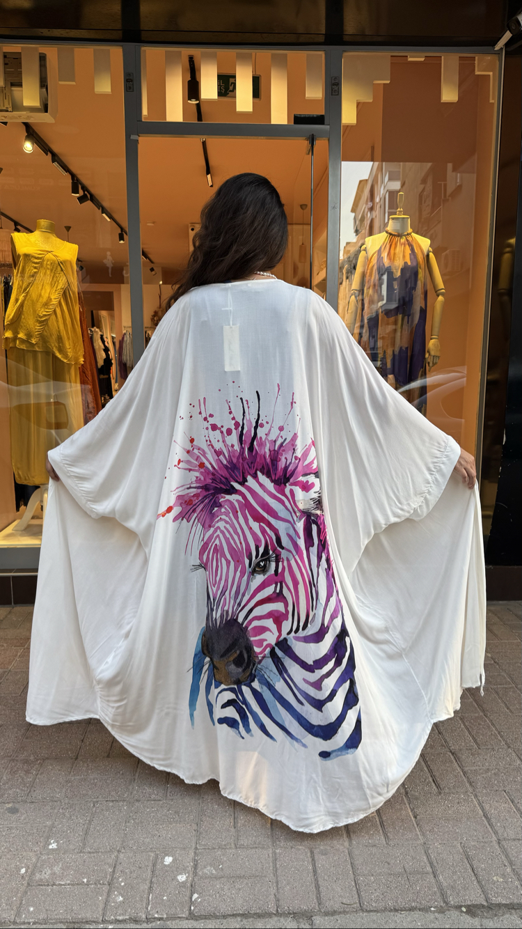 Zebra Desen Viskon Kimono
