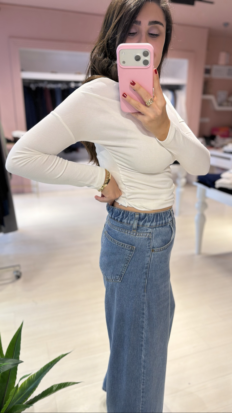 Lacivert Beli Lastikli Tensel Jean
